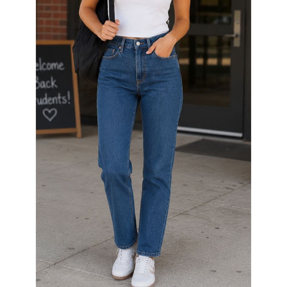 Old Navy O.G. Straight High Rise Jeans Womens Blue Stretch Denim 0 Short